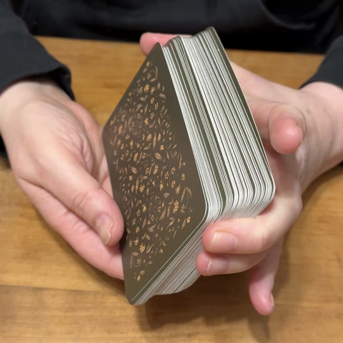 These are my sisters tarot cards. She likes to use them as a hobby and the sound is of them being shuffled.