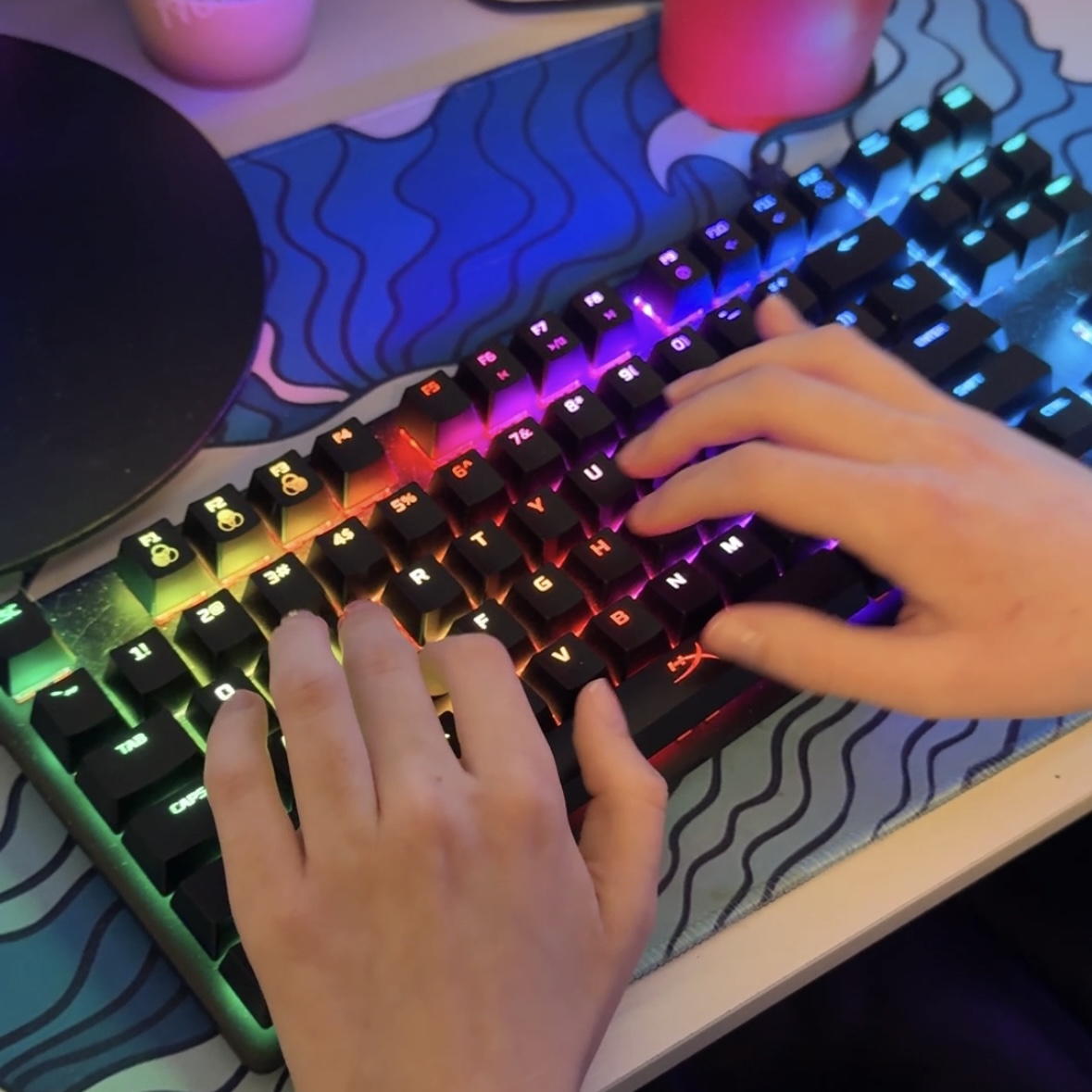 This is my sisters desktop keyboard. The sound is her typing on it while doing schoolwork. 