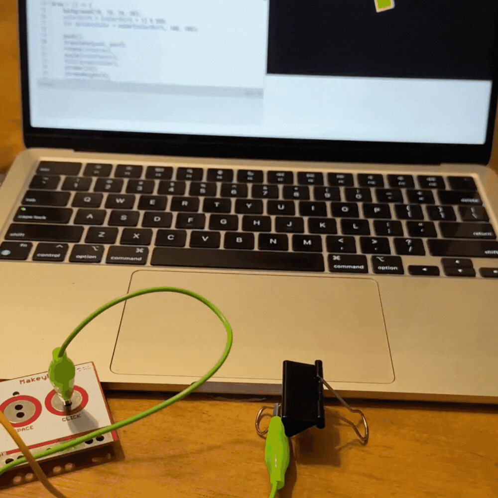 paperclip on its own connected to makeymakey