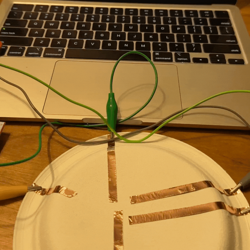 paper plate with 4 copper tape