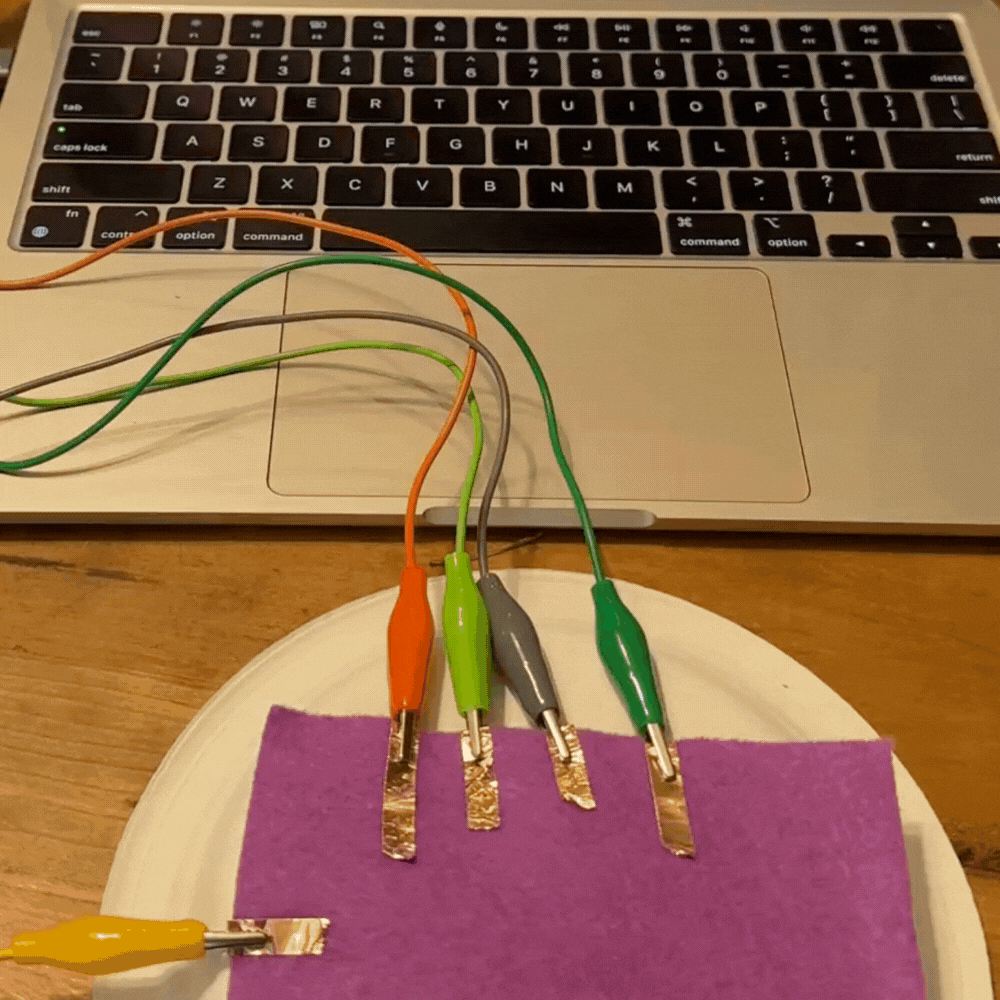 felt with copper tape controlling different things