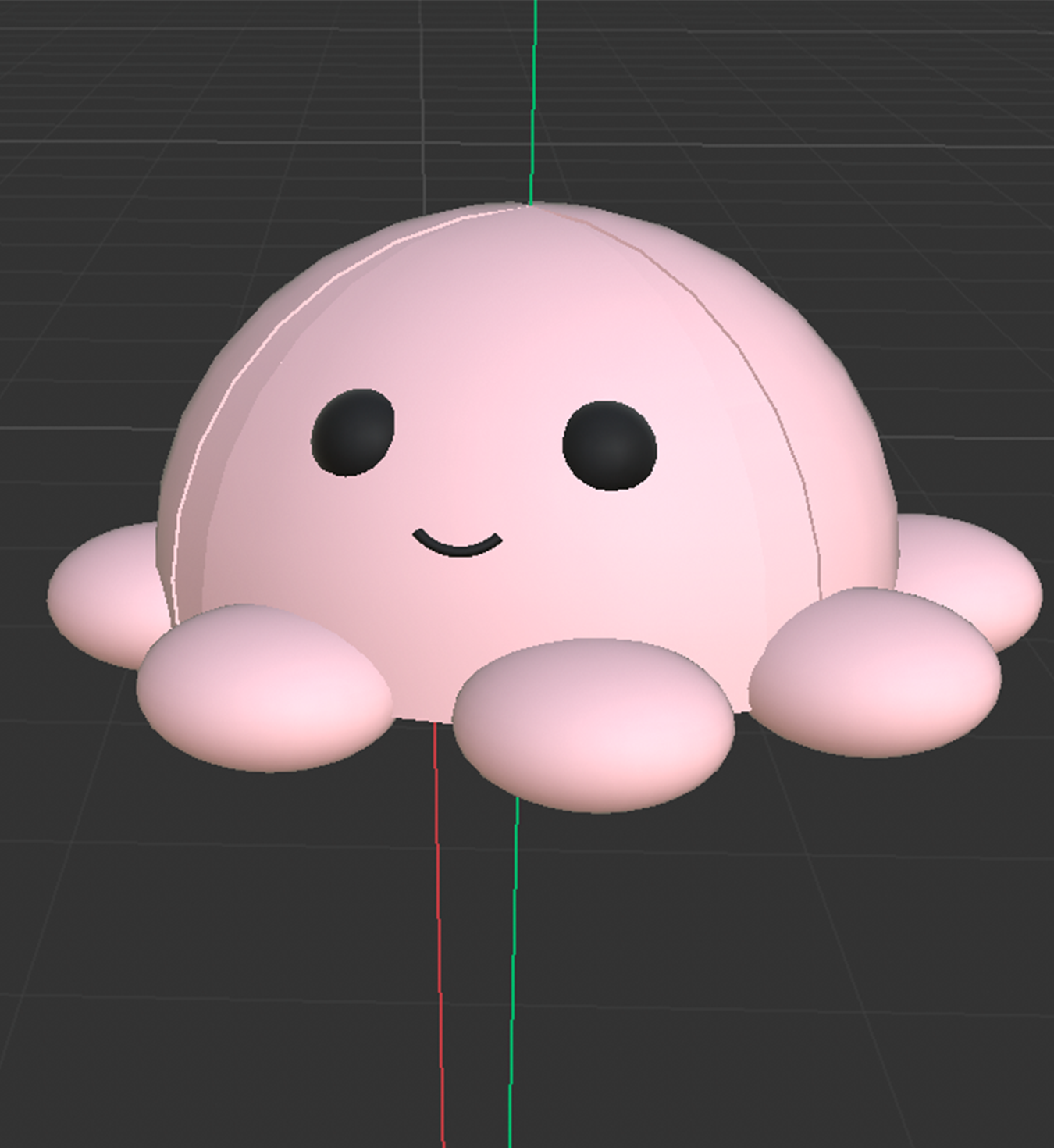 3D rendering of smiling octopus plushie from front view