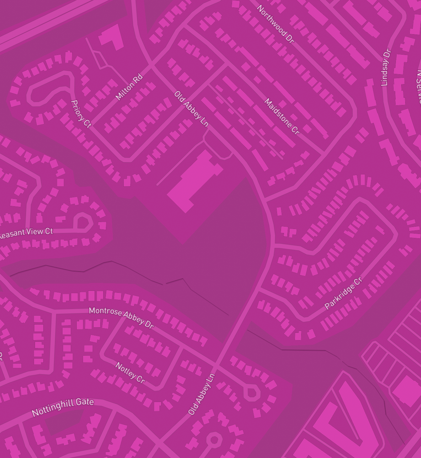 map of Oakville in different shades of pink and purple