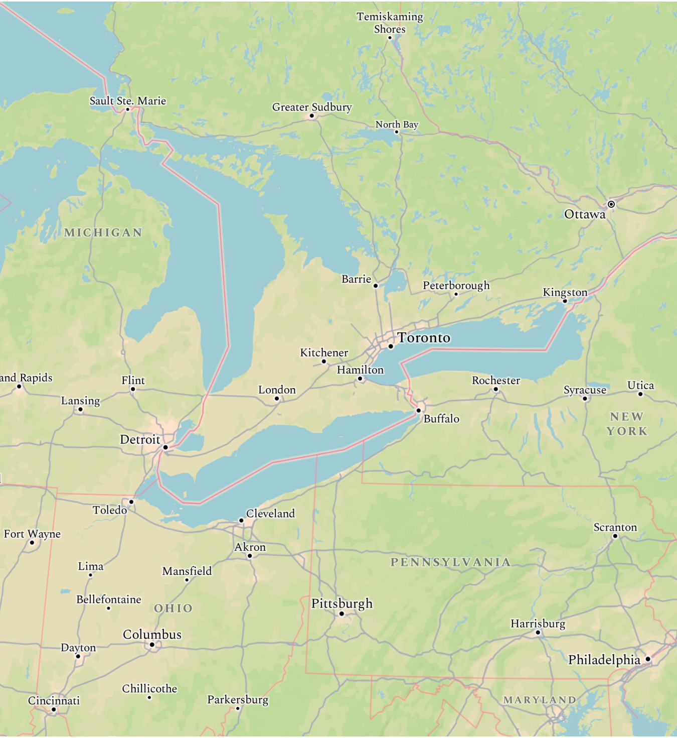 map of Toronto with different typography