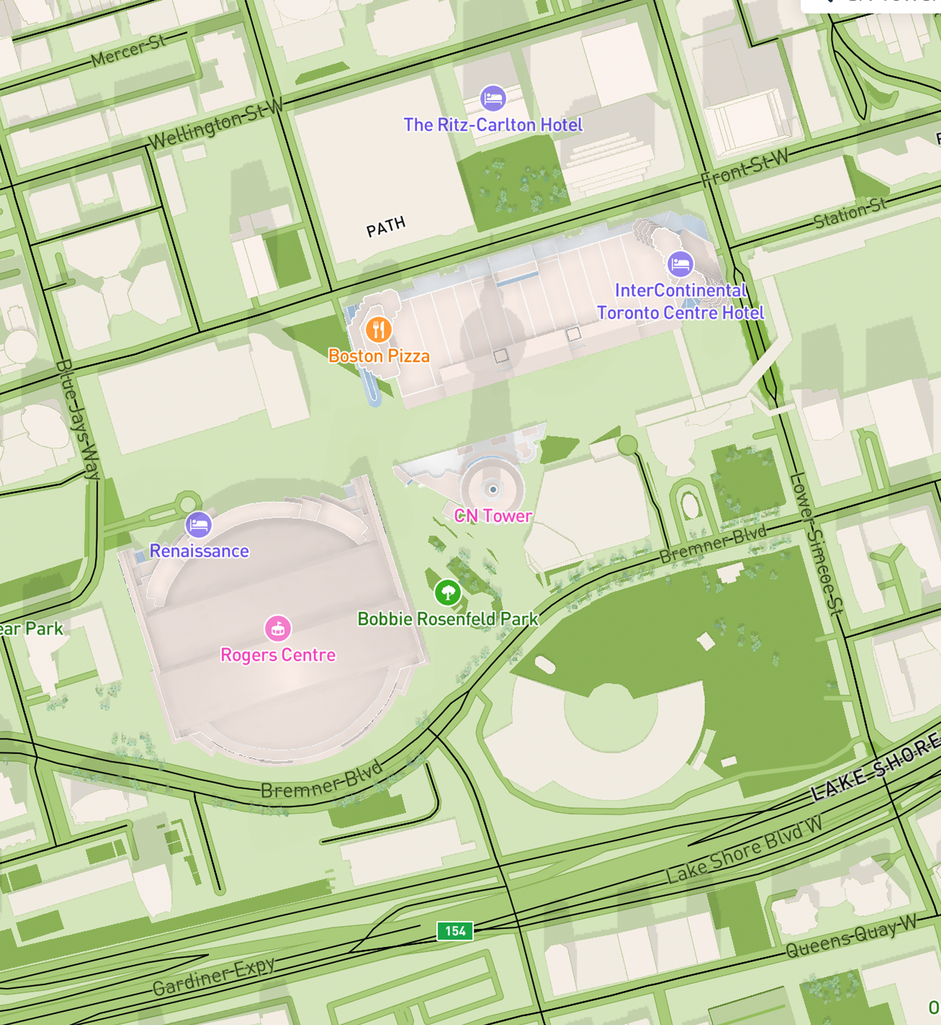 semi 3D map of downtown Toronto