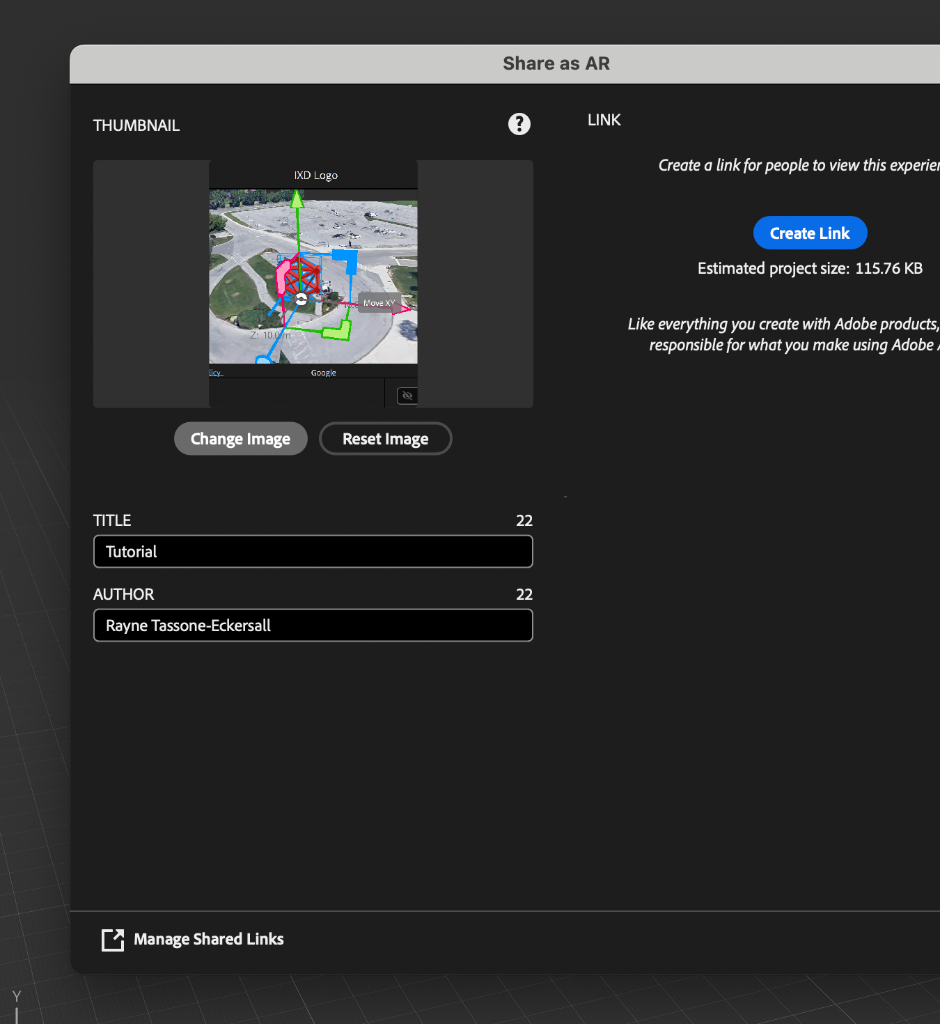screenshot of thumbnail change for IXD adobe aero project