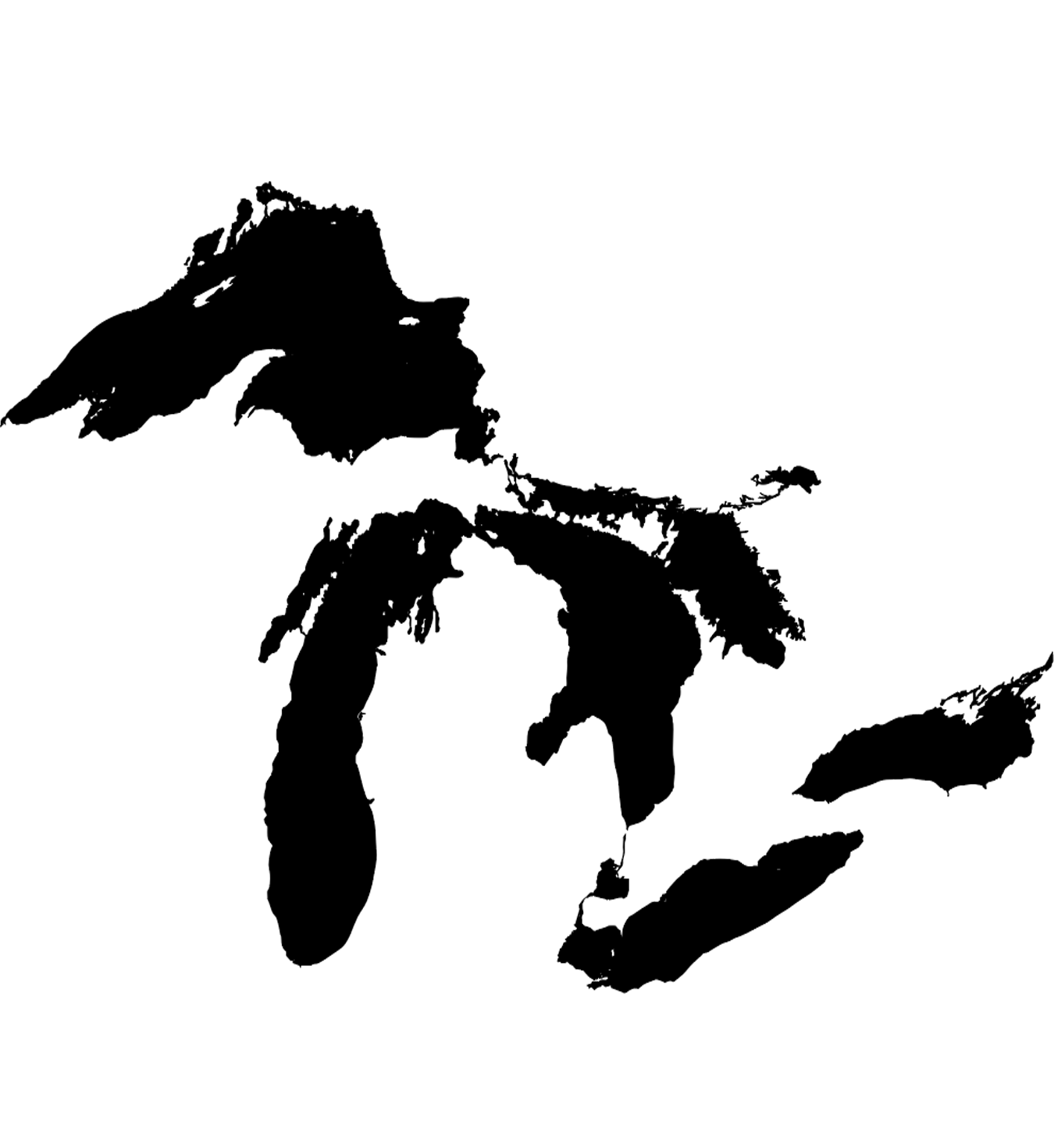 final image of great lakes vector map after removing the small lakes around it