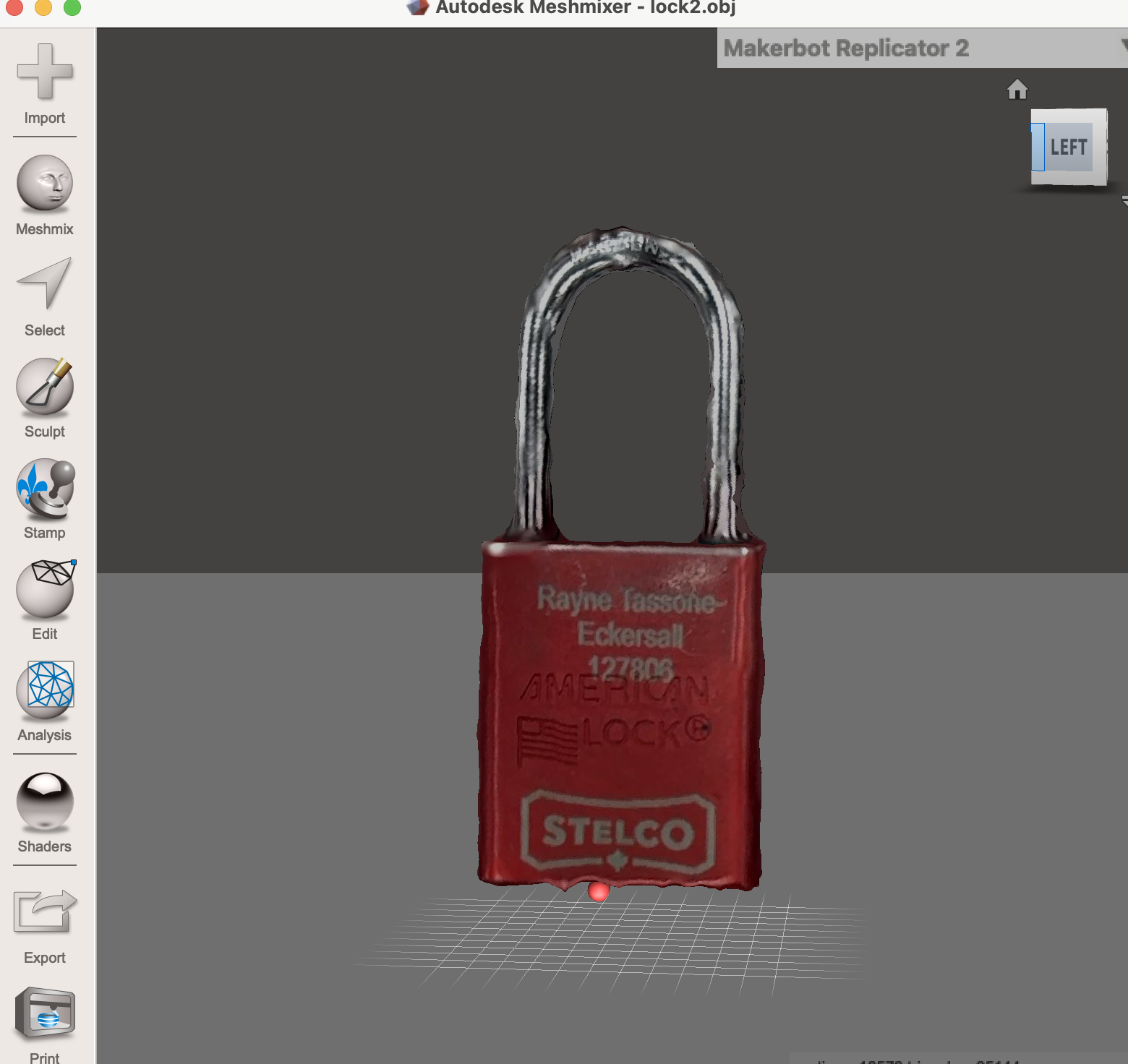 Picture of my lock in meshmixer.