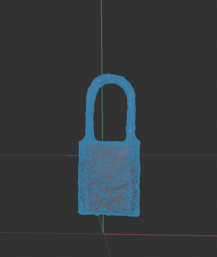 A view of my polys after reducing them on my lock in C4D.